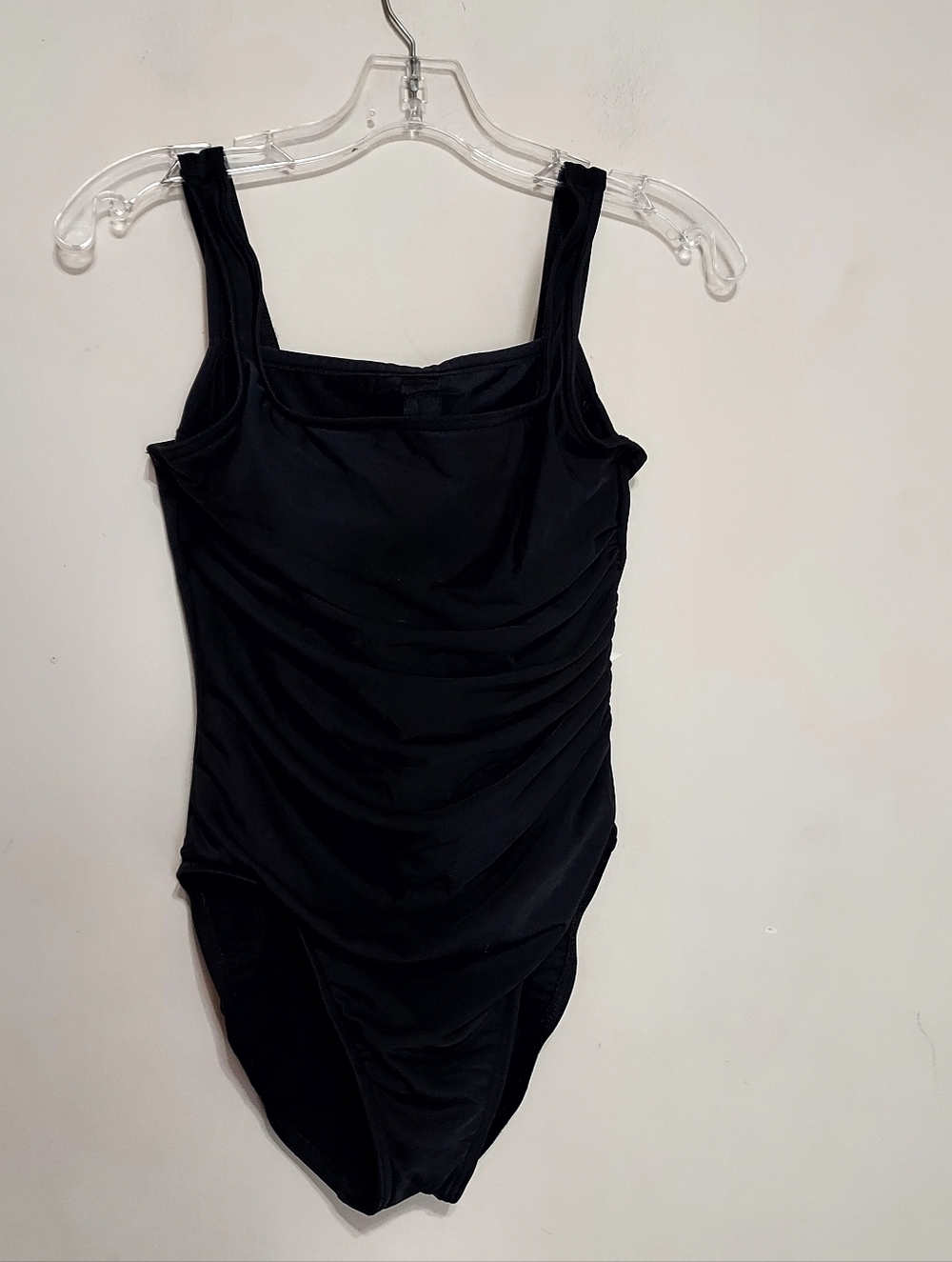 Miraclesuit Black Square Neck One-Piece Wired  Swimsuit with Side Ruching Sz-8 - Picture 5 of 11